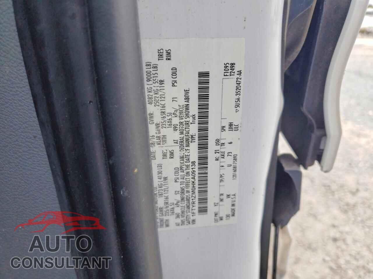 FORD TRANSIT 2017 - 1FTYR1ZM0HKA09138