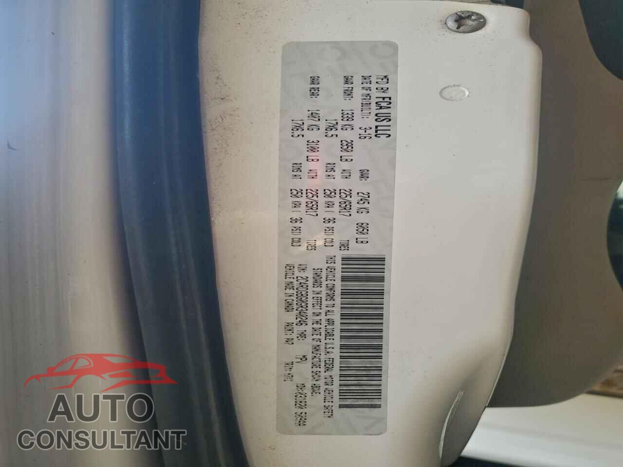 DODGE CARAVAN 2016 - 2C4RDGBG0GR340246