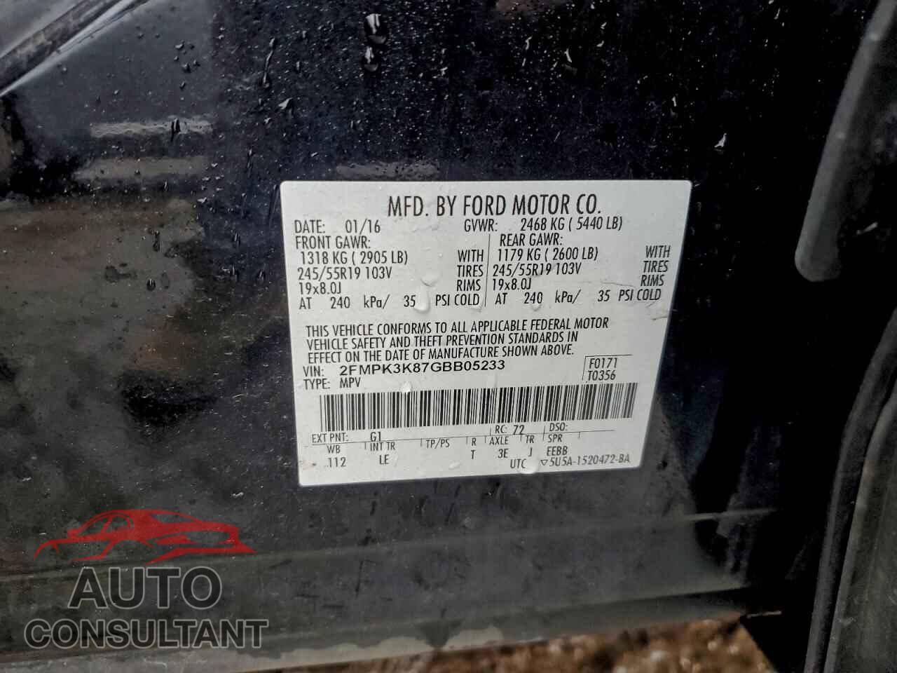 FORD EDGE 2016 - 2FMPK3K87GBB05233