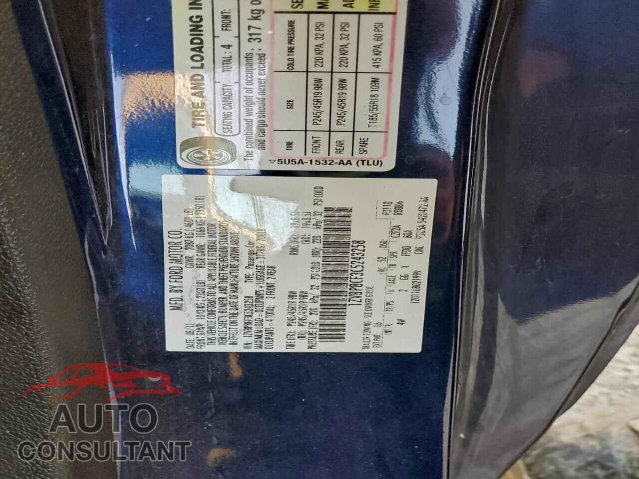 FORD MUSTANG 2012 - 1ZVBP8CF3C5243258
