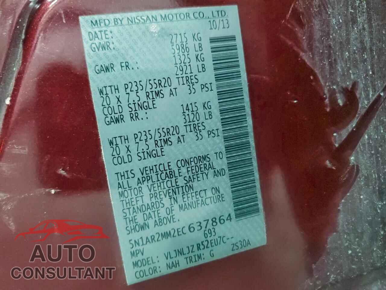 NISSAN PATHFINDER 2014 - 5N1AR2MM2EC637864