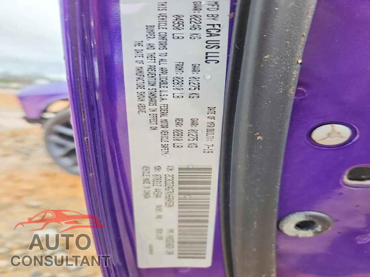 DODGE CHALLENGER 2019 - 2C3CDZAG7KH684520