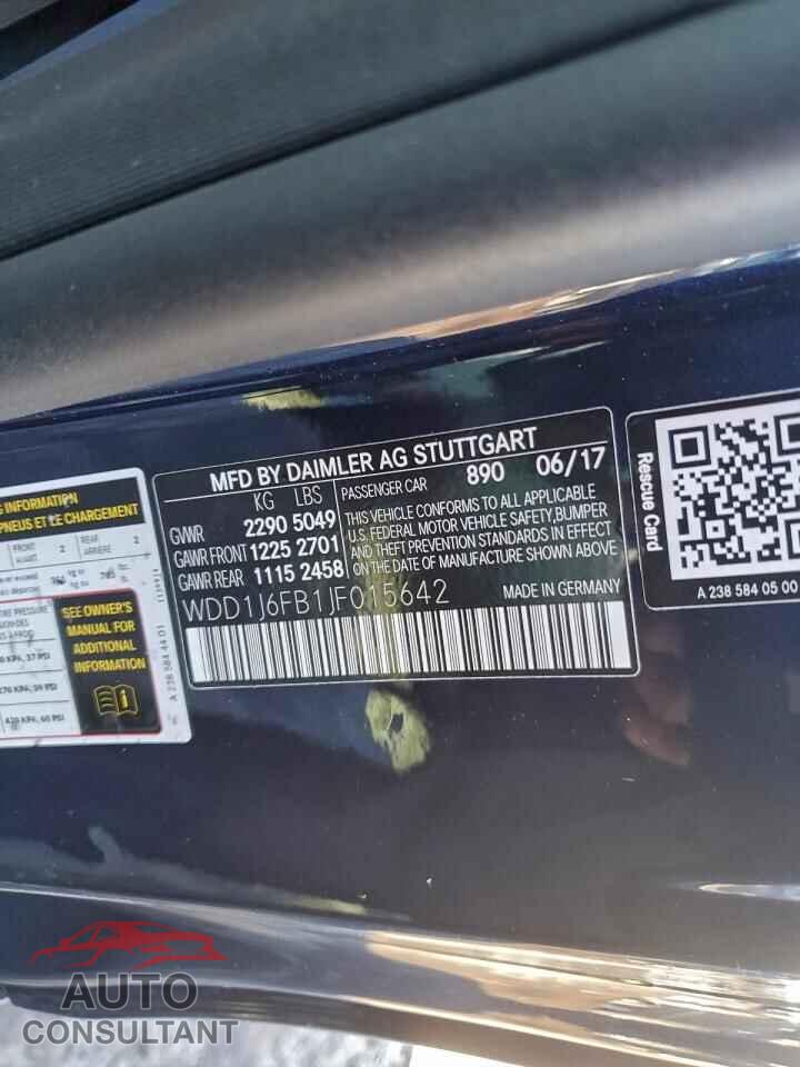 MERCEDES-BENZ E-CLASS 2018 - WDD1J6FB1JF015642