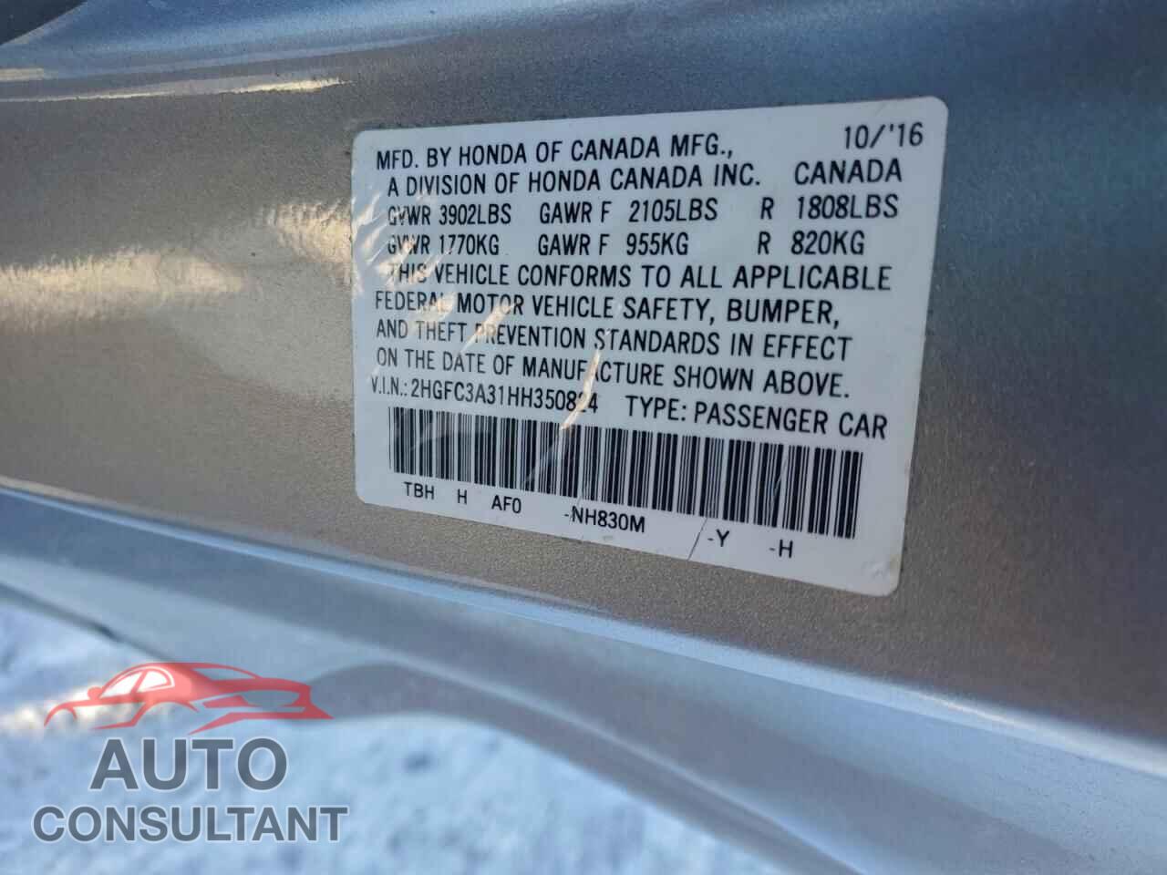HONDA CIVIC 2017 - 2HGFC3A31HH350824