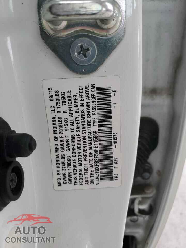 HONDA CIVIC 2015 - 19XFB2F54FE115669