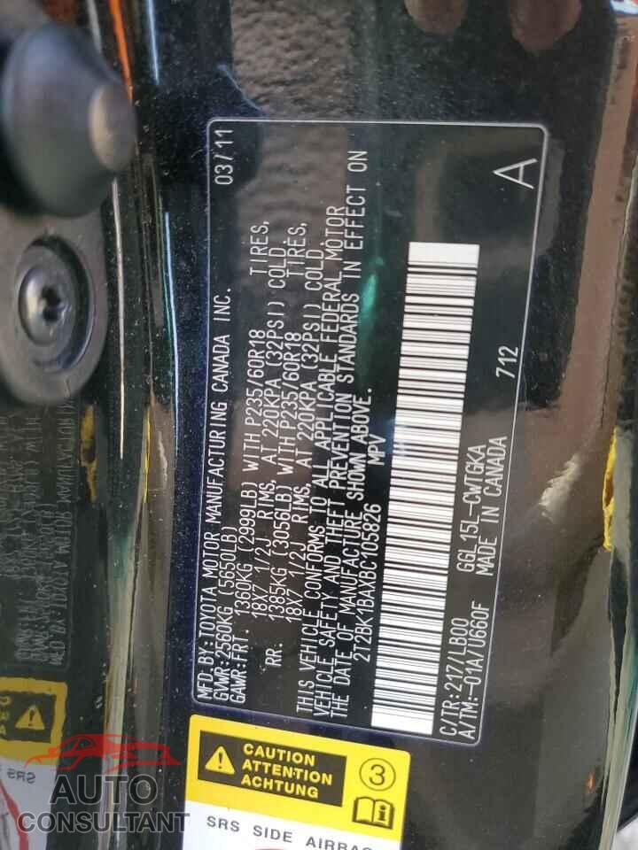 LEXUS RX350 2011 - 2T2BK1BAXBC105826