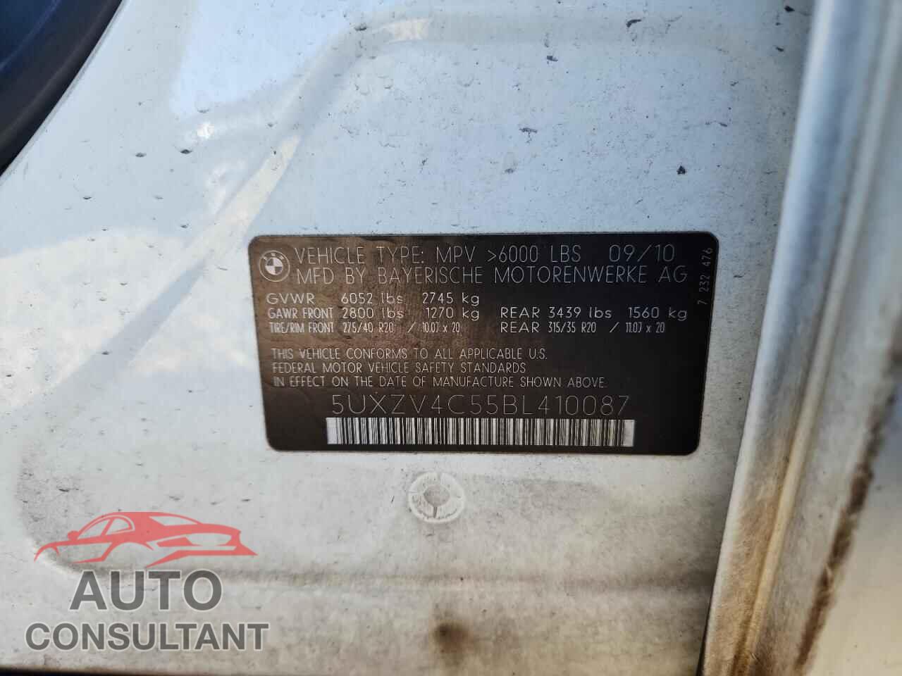 BMW X5 2011 - 5UXZV4C55BL410087