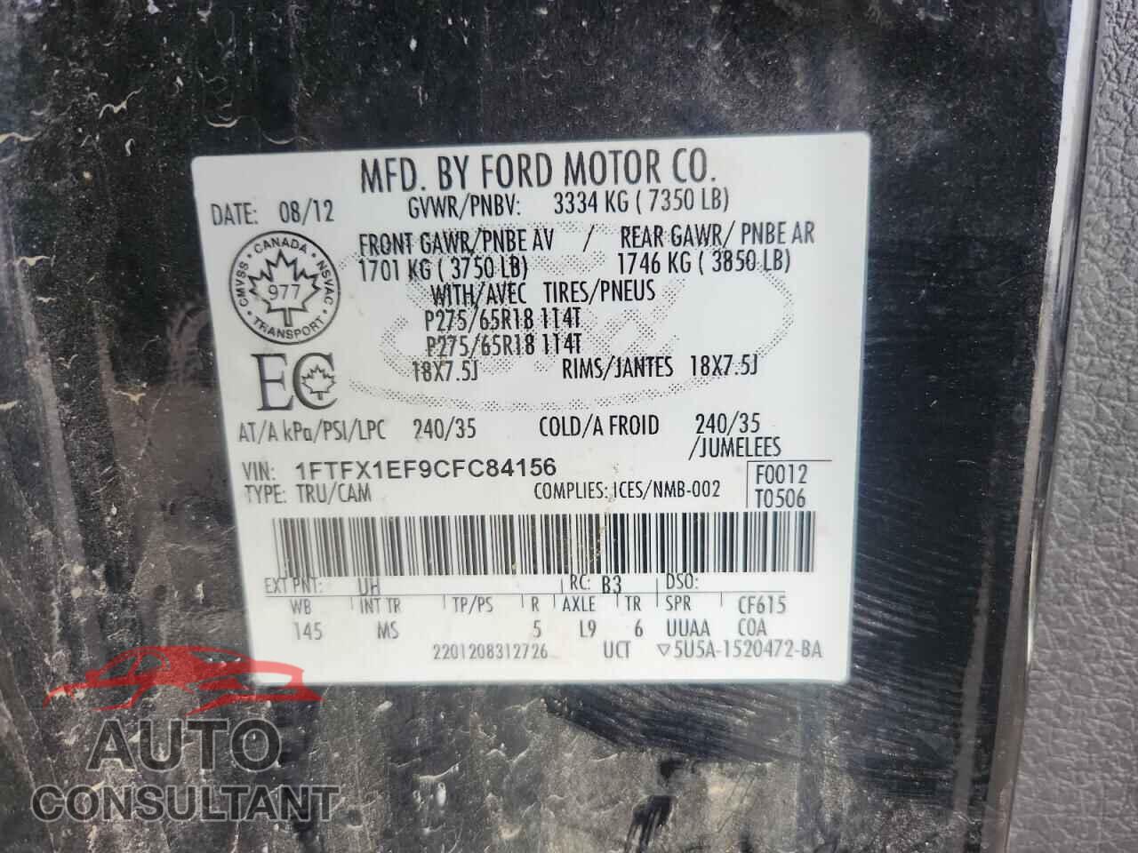 FORD F-150 2012 - 1FTFX1EF9CFC84156