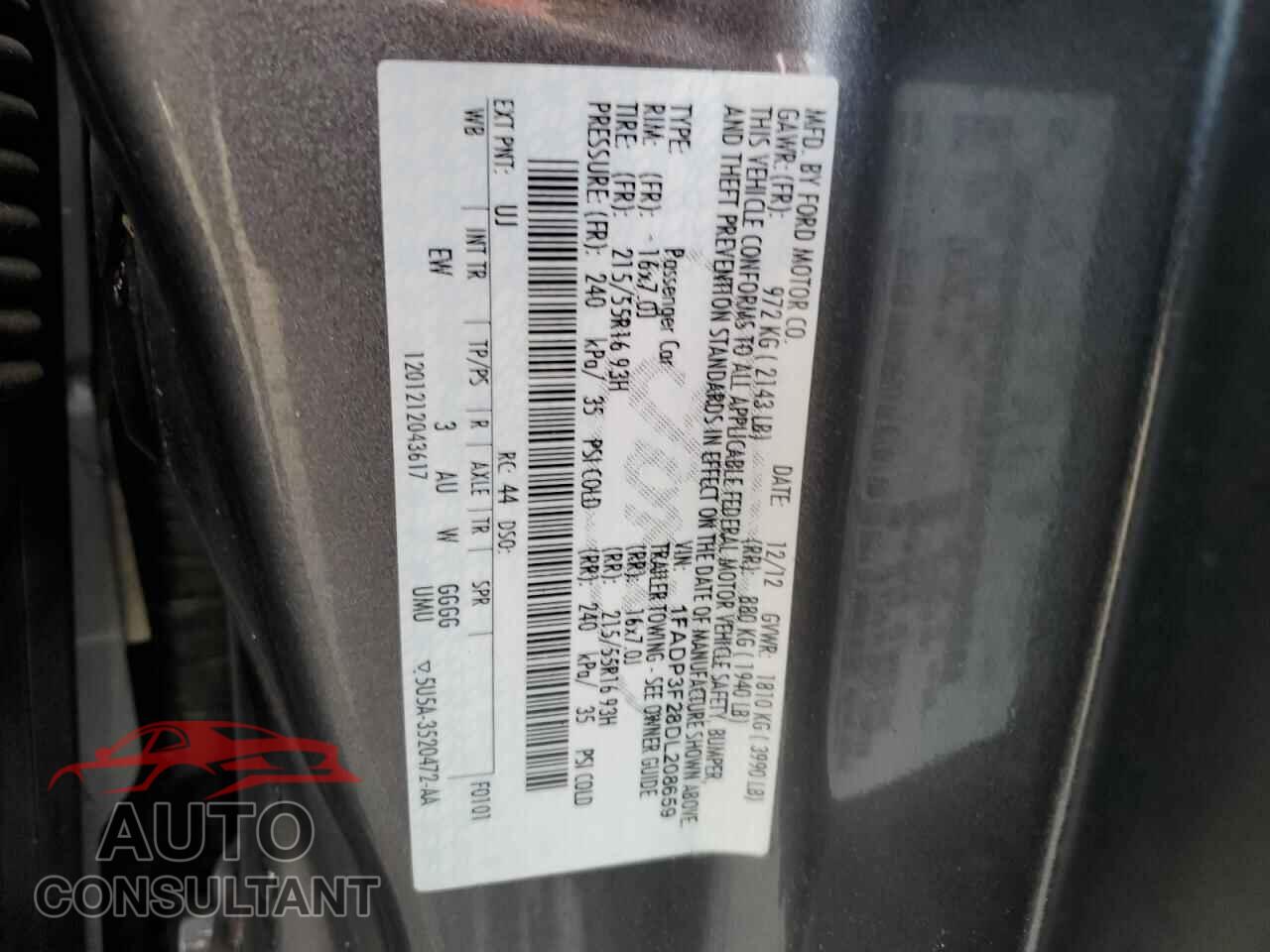 FORD FOCUS 2013 - 1FADP3F28DL208659