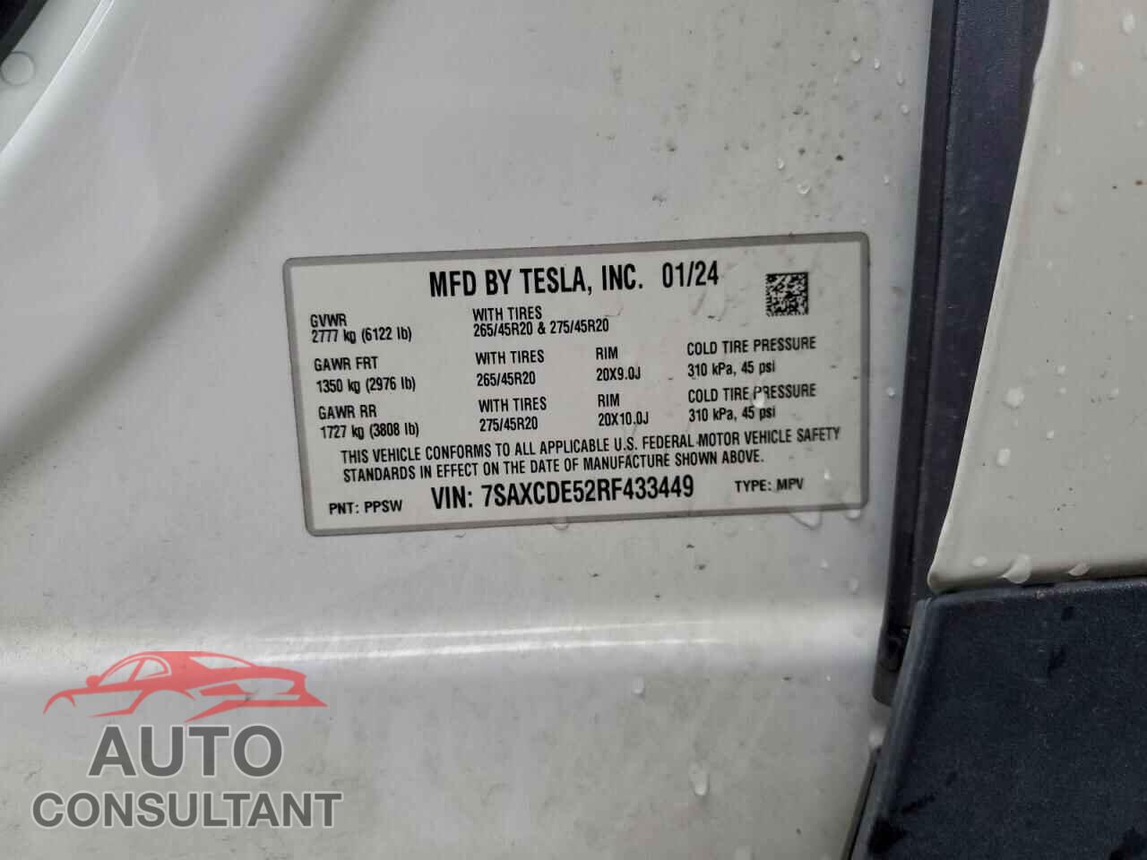 TESLA MODEL X 2024 - 7SAXCDE52RF433449