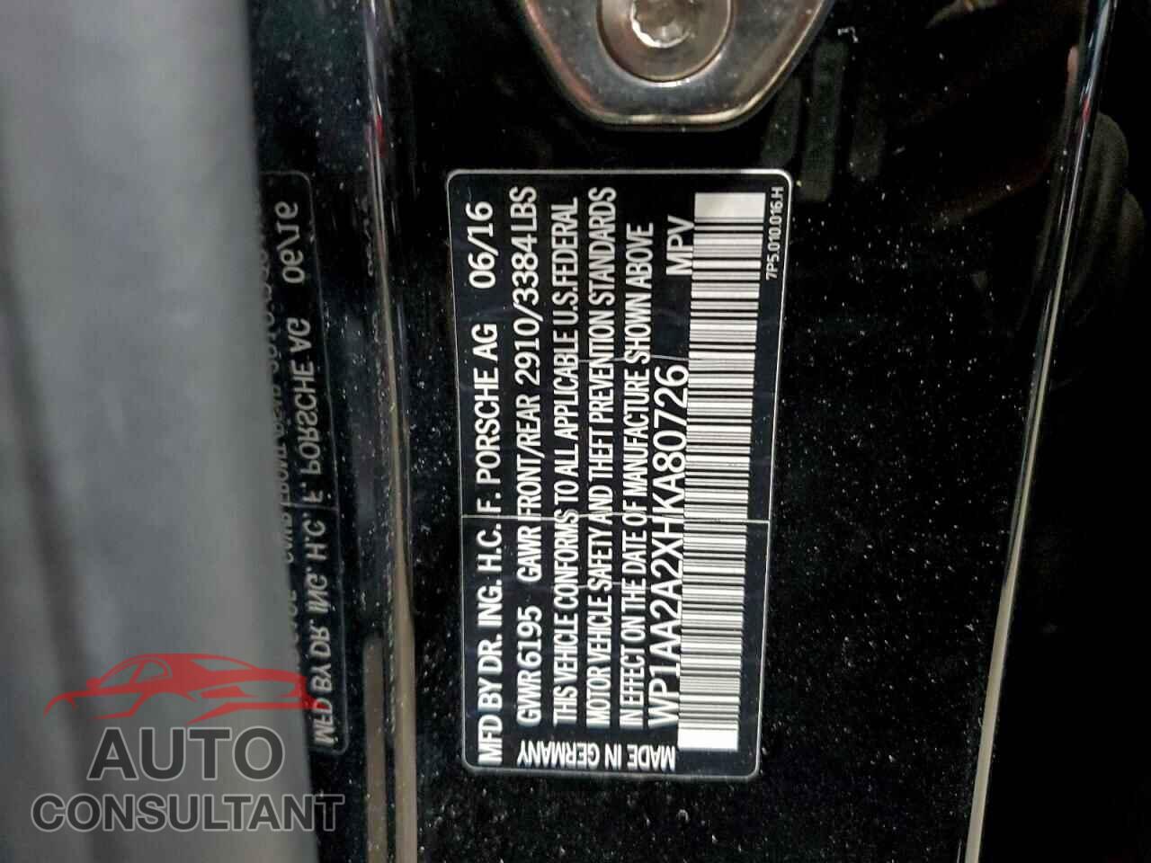 PORSCHE CAYENNE 2017 - WP1AA2A2XHKA80726