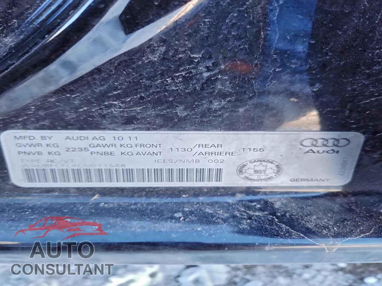AUDI A4 2012 - WAUBFCFL4CN011548