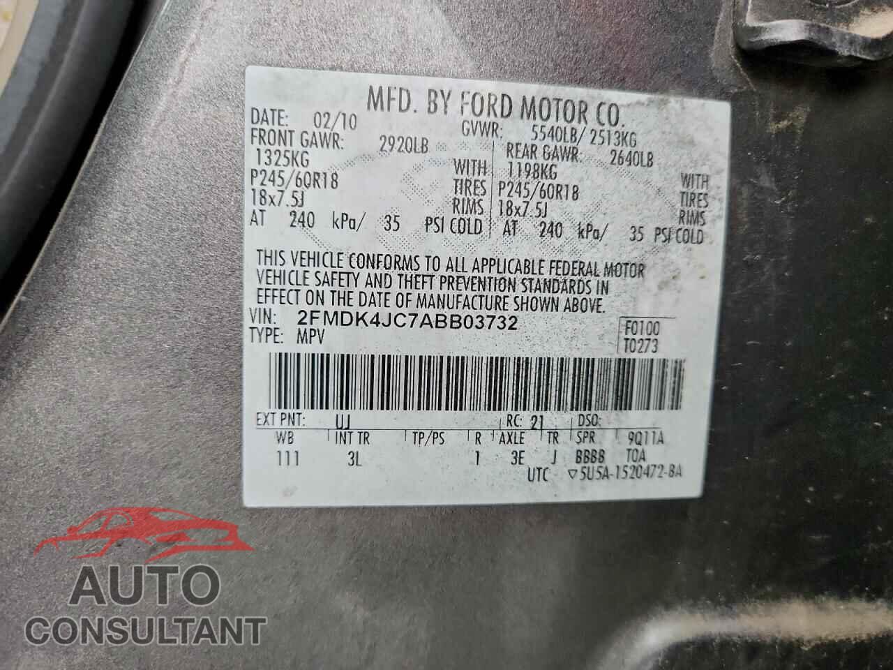 FORD EDGE 2010 - 2FMDK4JC7ABB03732