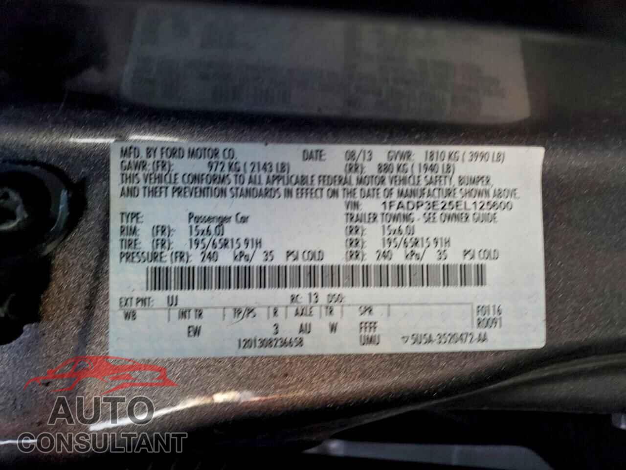 FORD FOCUS 2014 - 1FADP3E25EL125600
