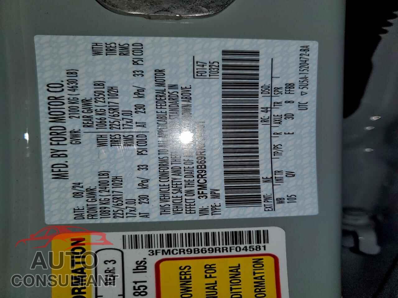 FORD BRONCO 2024 - 3FMCR9B69RRF04581