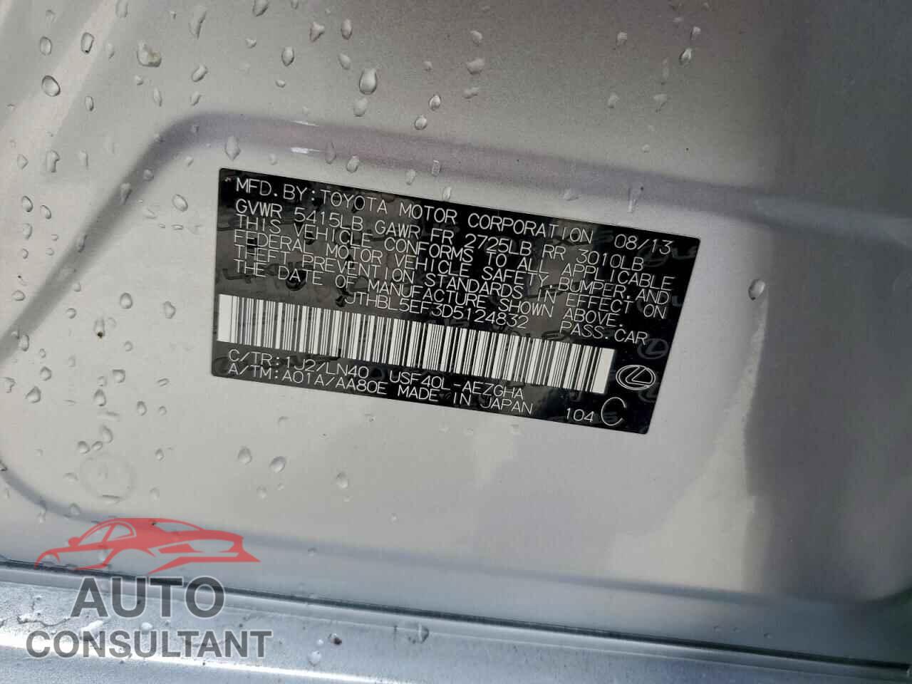 LEXUS LS460 2013 - JTHBL5EF3D5124832