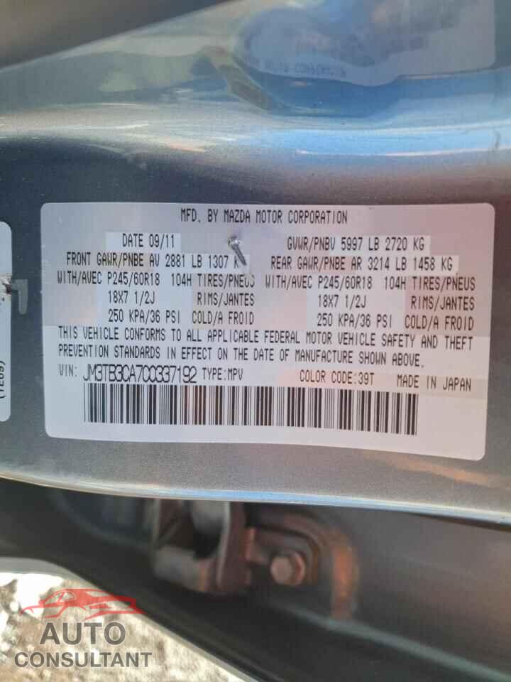 MAZDA CX-9 2012 - JM3TB3CA7C0337192