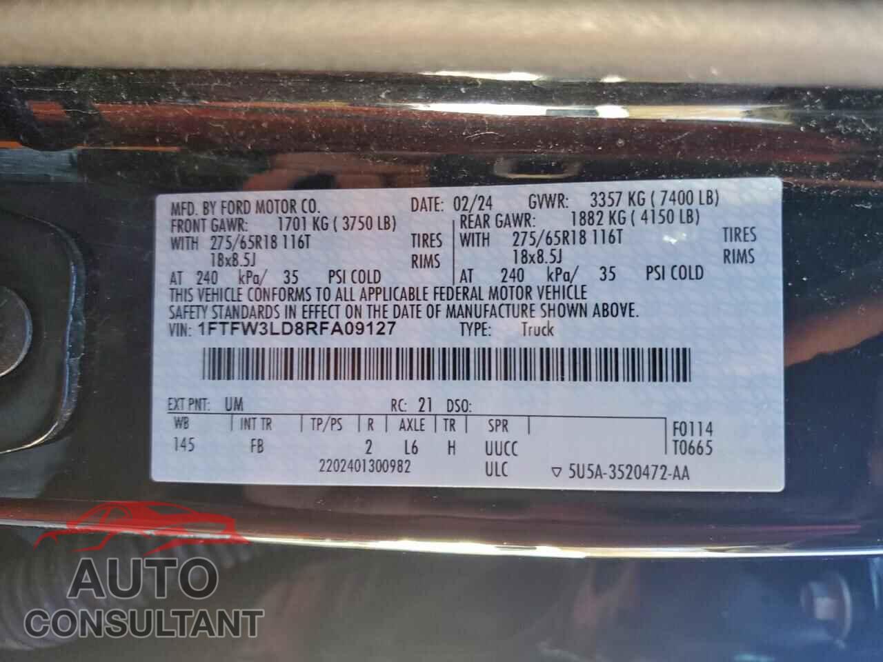 FORD All Models 2024 - 1FTFW3LD8RFA09127