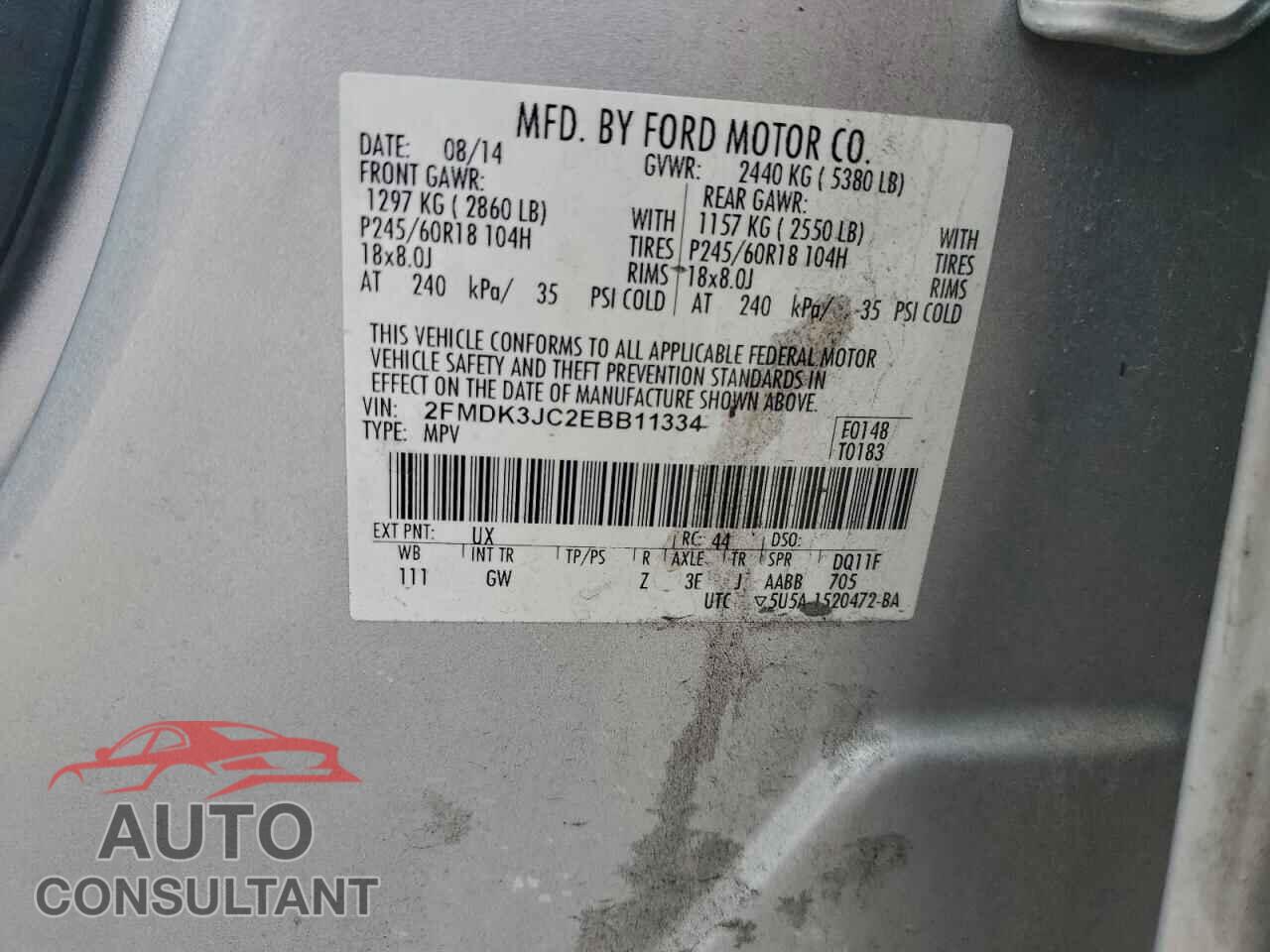 FORD EDGE 2014 - 2FMDK3JC2EBB11334