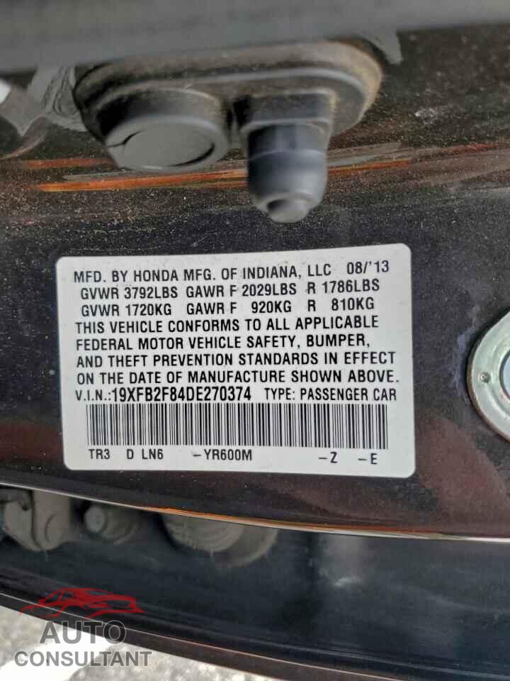 HONDA CIVIC 2013 - 19XFB2F84DE270374
