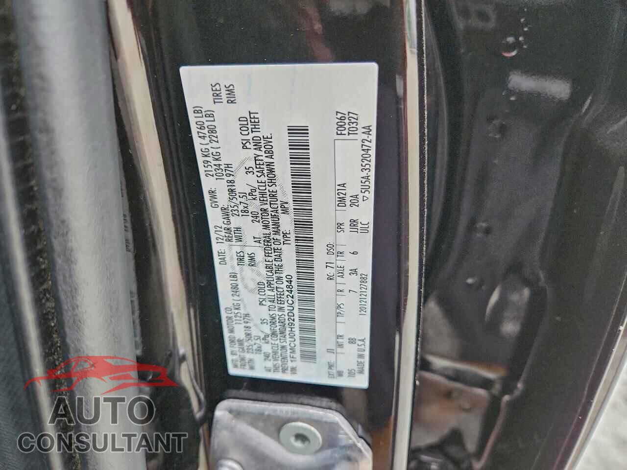 FORD ESCAPE 2013 - 1FMCU0H92DUC24840