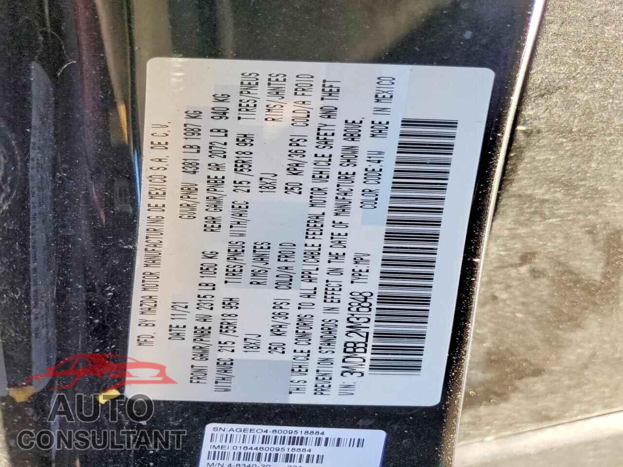 MAZDA CX30 2021 - 3MVDMBBL2MM316848