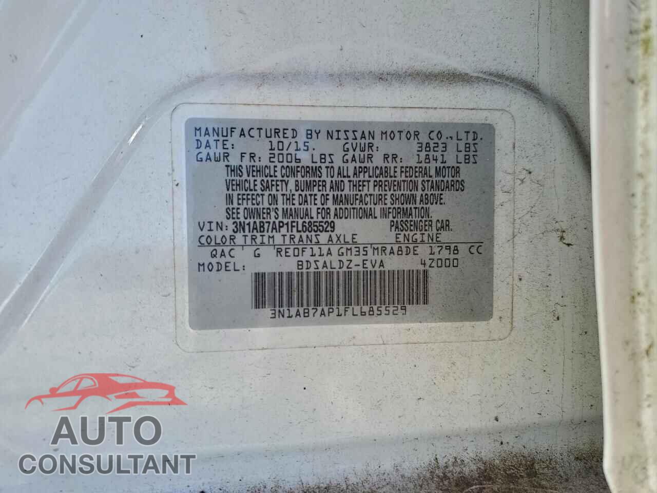 NISSAN SENTRA 2015 - 3N1AB7AP1FL685529