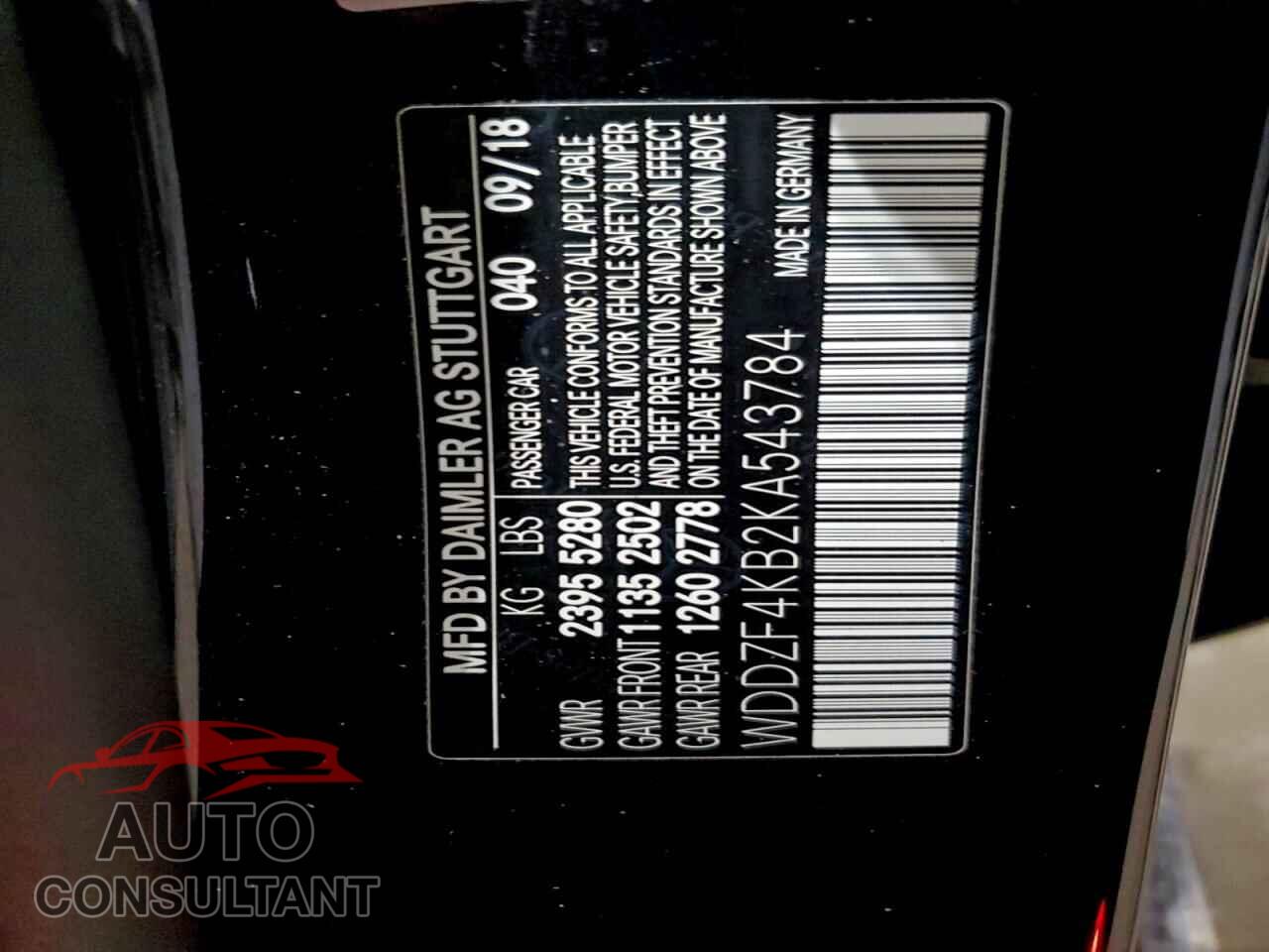 MERCEDES-BENZ E-CLASS 2019 - WDDZF4KB2KA543784