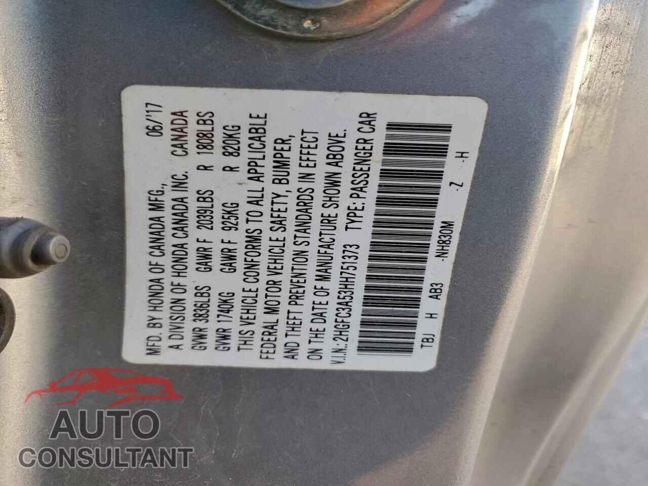 HONDA CIVIC 2017 - 2HGFC3A53HH751373