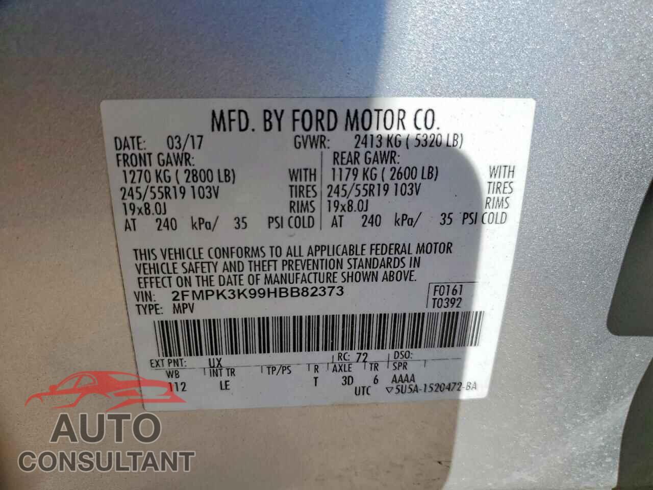 FORD EDGE 2017 - 2FMPK3K99HBB82373