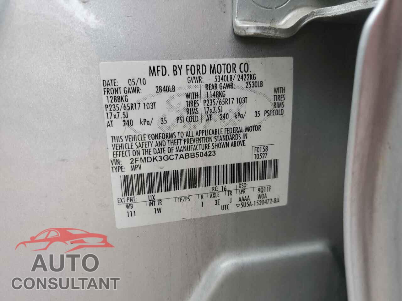 FORD EDGE 2010 - 2FMDK3GC7ABB50423