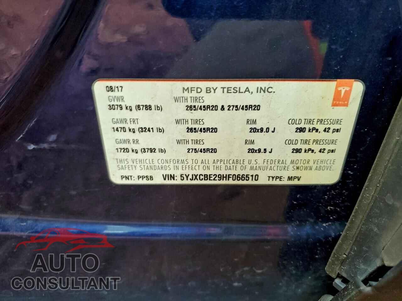 TESLA MODEL X 2017 - 5YJXCBE29HF066510