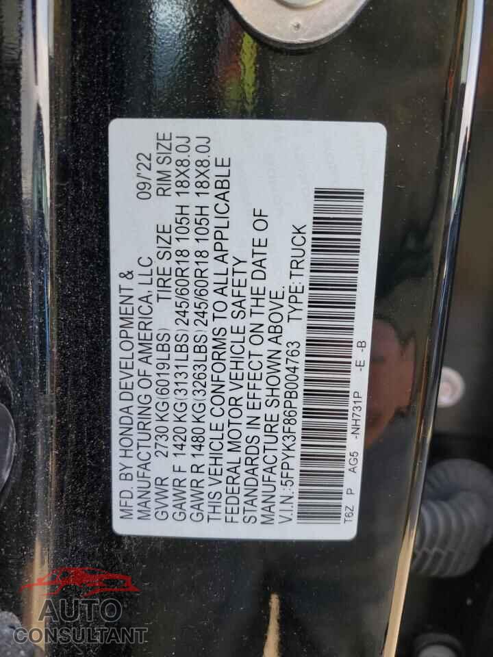 HONDA RIDGELINE 2023 - 5FPYK3F86PB004763