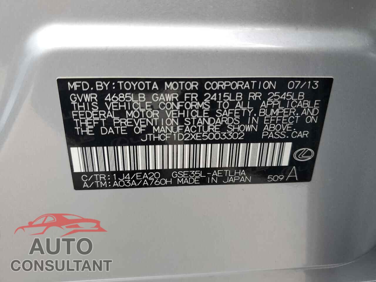 LEXUS IS 2014 - JTHCF1D2XE5003302