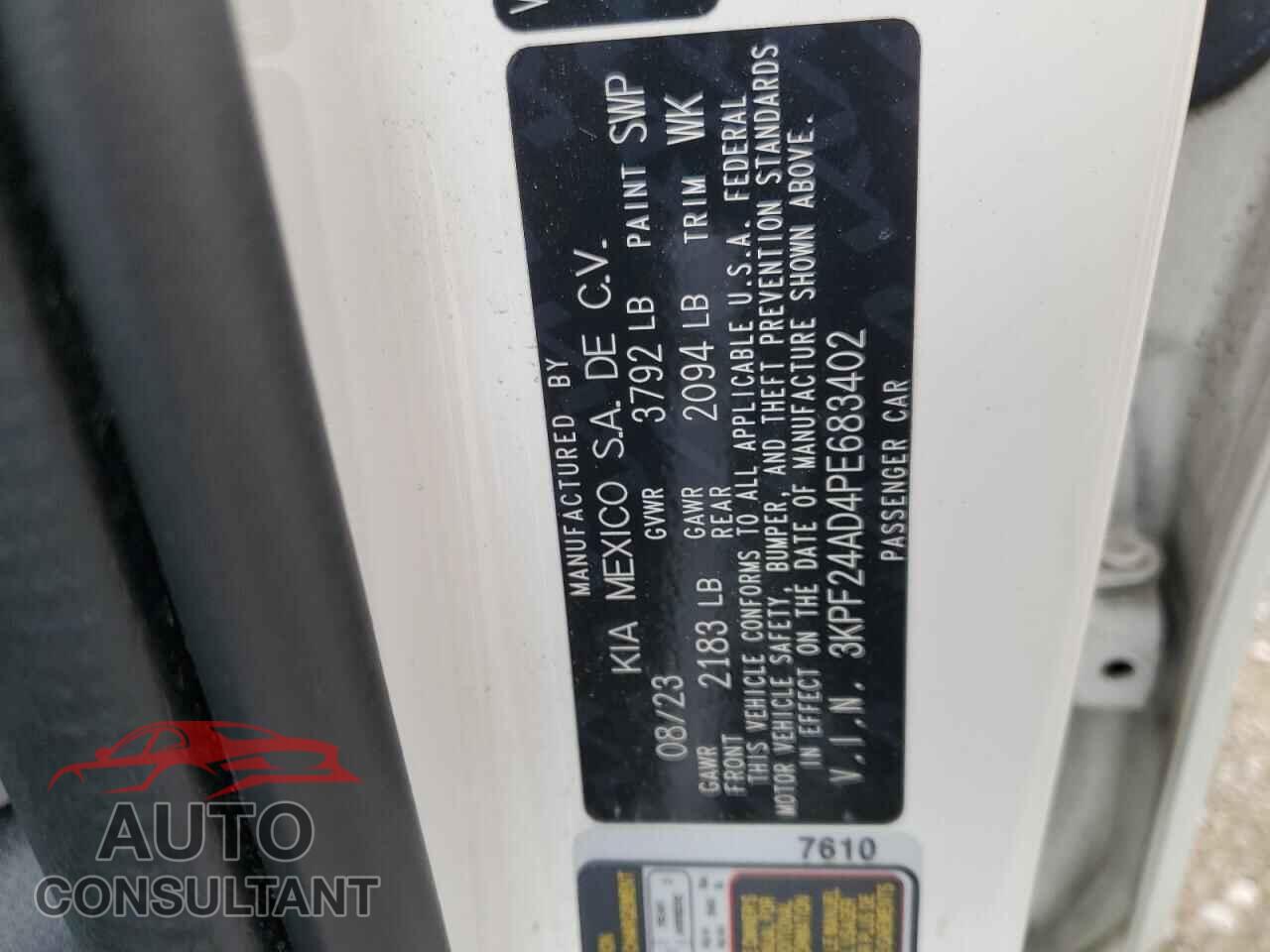 KIA FORTE 2023 - 3KPF24AD4PE683402
