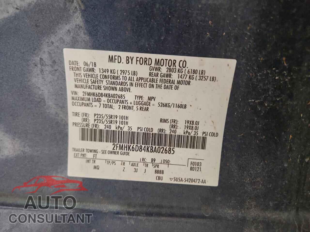 FORD FLEX 2019 - 2FMHK6D84KBA02685