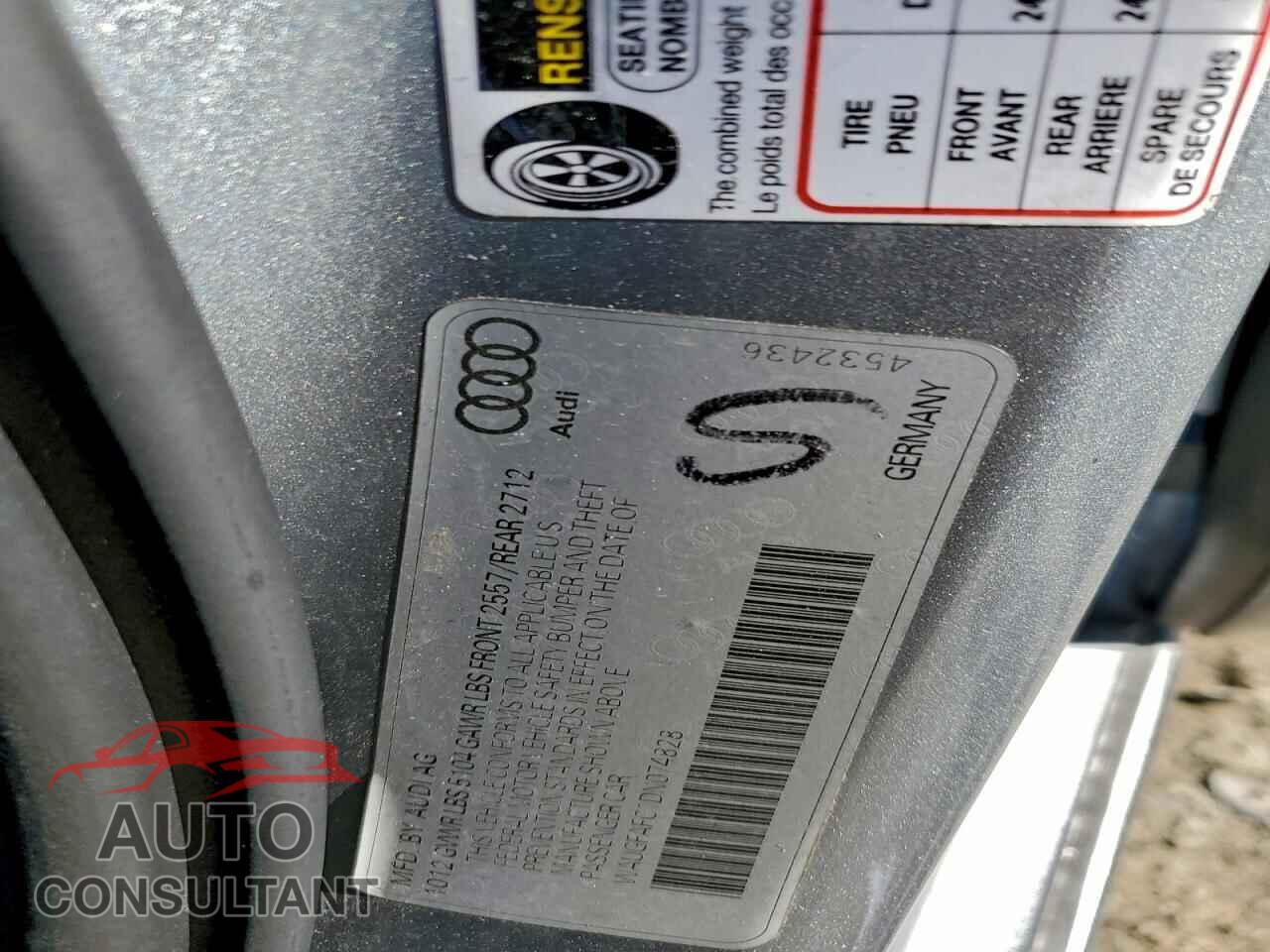 AUDI A6 2013 - WAUGFAFC1DN074828