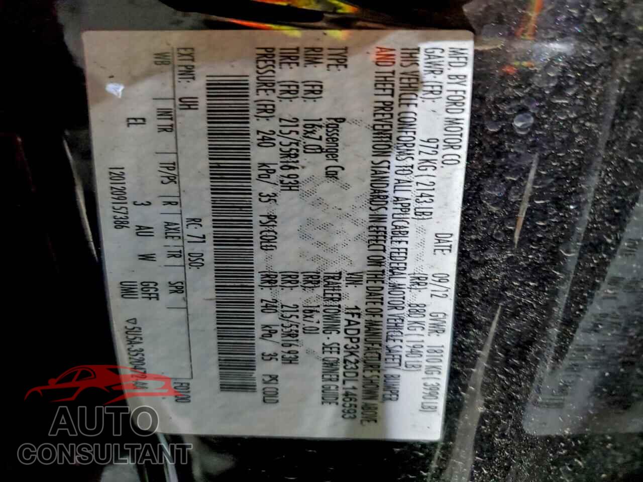 FORD FOCUS 2013 - 1FADP3K23DL146593