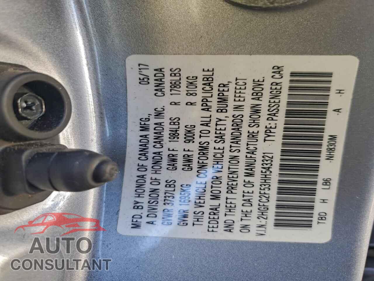 HONDA CIVIC 2017 - 2HGFC2F53HH543321