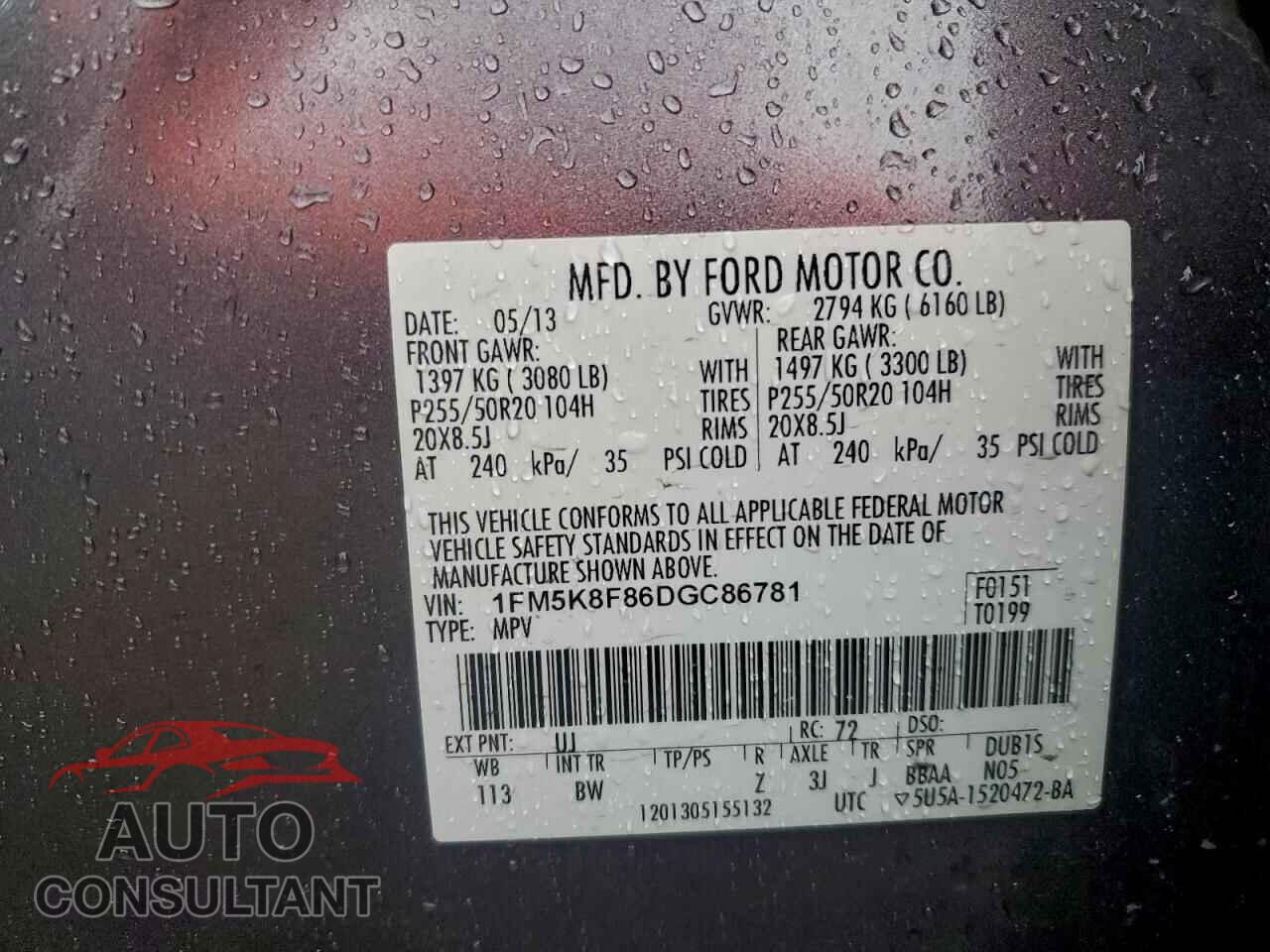 FORD EXPLORER 2013 - 1FM5K8F86DGC86781
