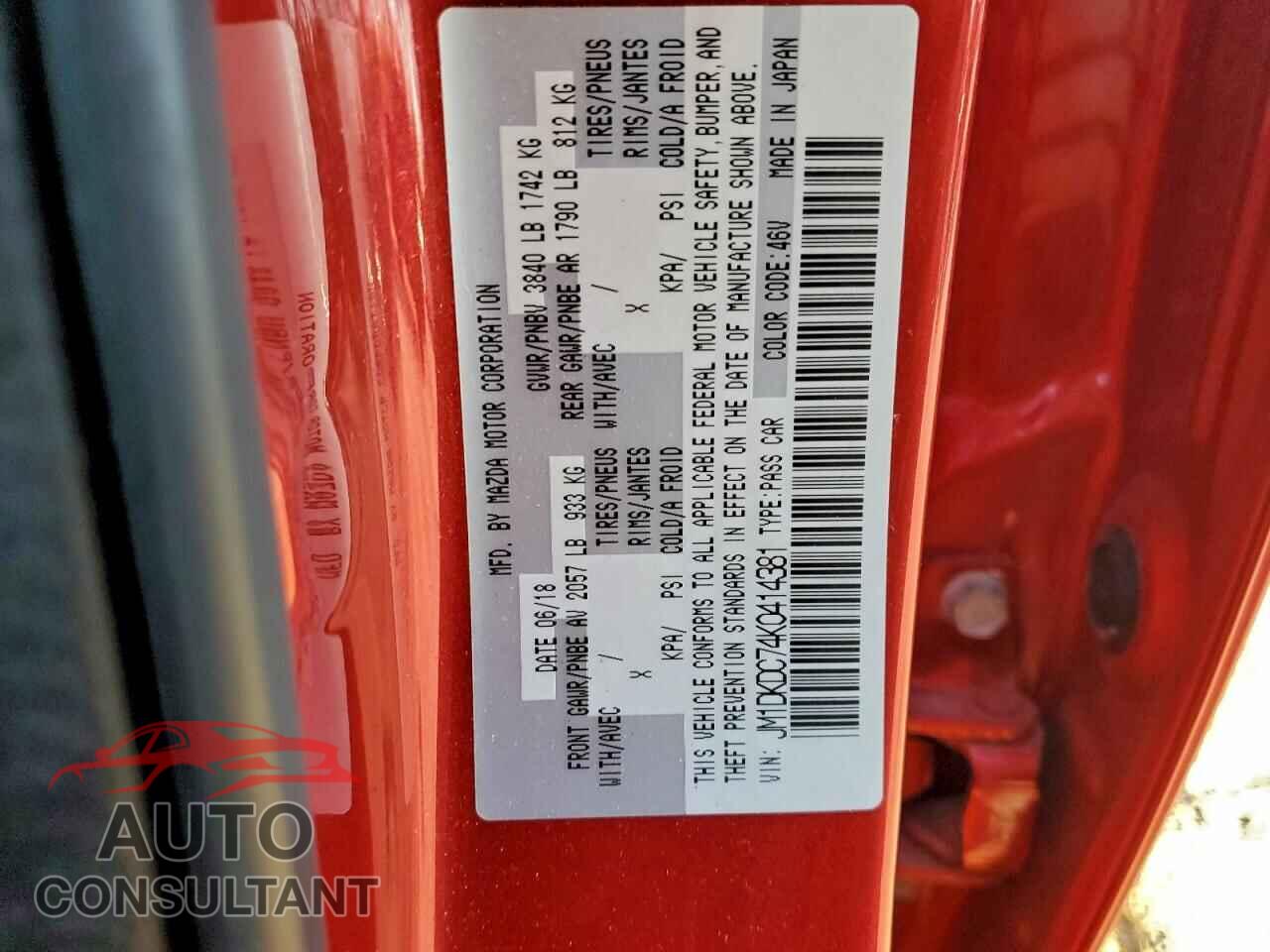 MAZDA CX-3 2019 - JM1DKDC74K0414381