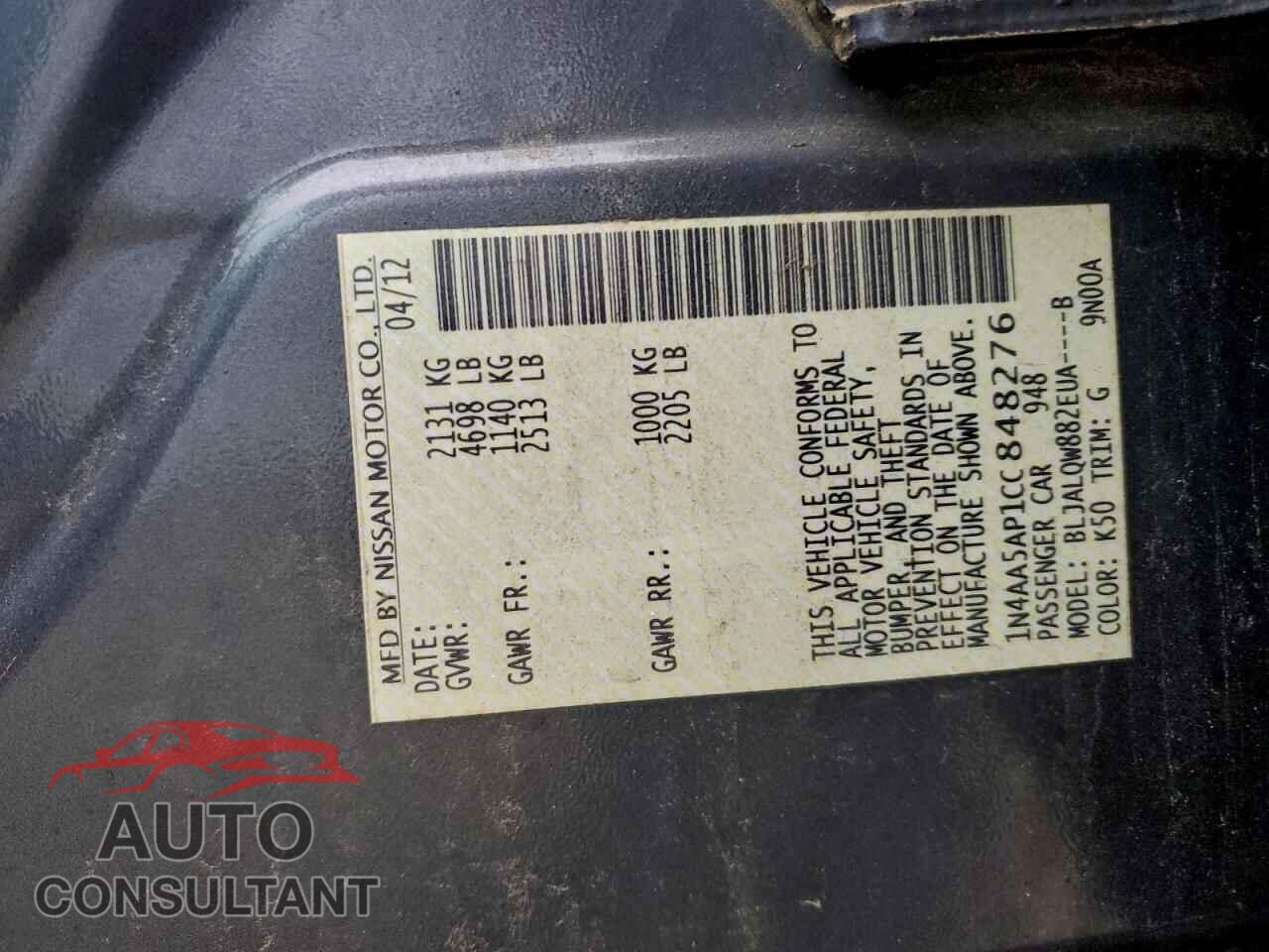 NISSAN MAXIMA 2012 - 1N4AA5AP1CC848276