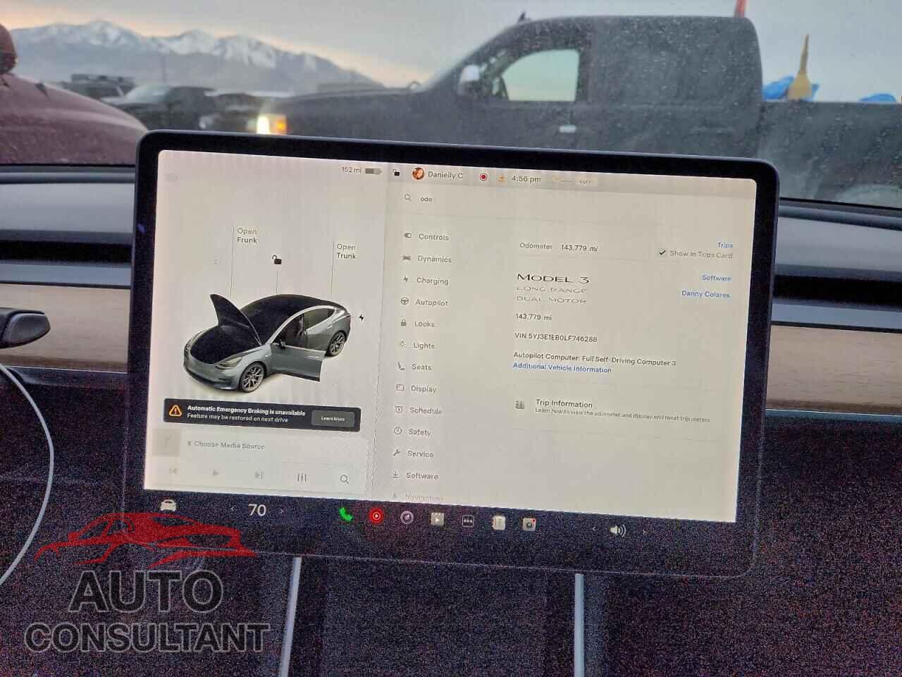 TESLA MODEL 3 2020 - 5YJ3E1EB0LF746288