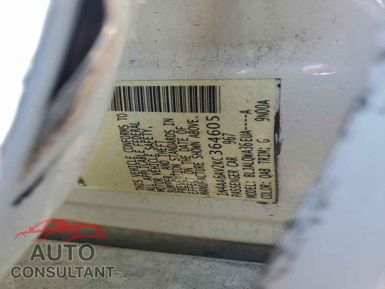 NISSAN MAXIMA 2019 - 1N4AA6AV2KC364605