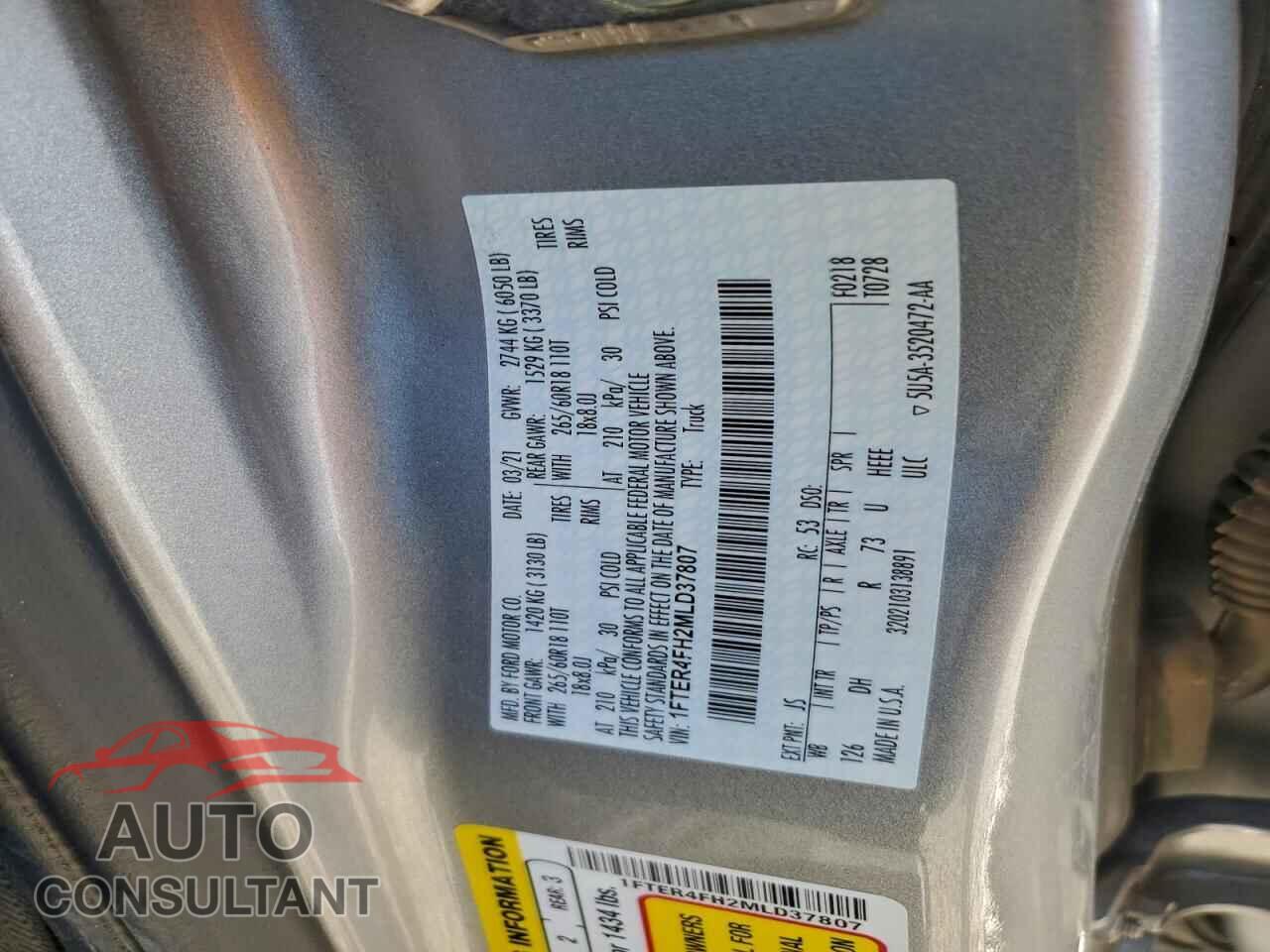 FORD RANGER 2021 - 1FTER4FH2MLD37807