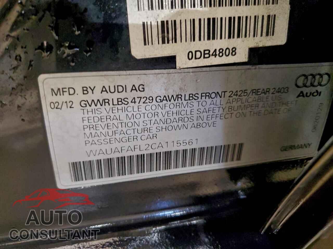 AUDI A4 2012 - WAUAFAFL2CA115561