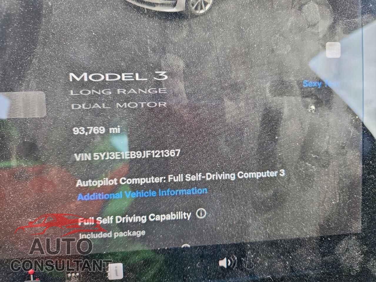 TESLA MODEL 3 2018 - 5YJ3E1EB9JF121367