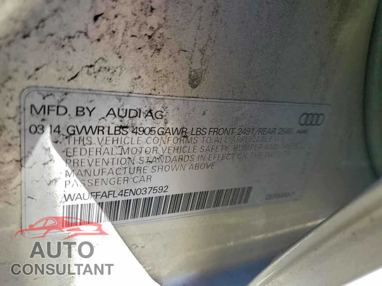 AUDI A4 2014 - WAUFFAFL4EN037592