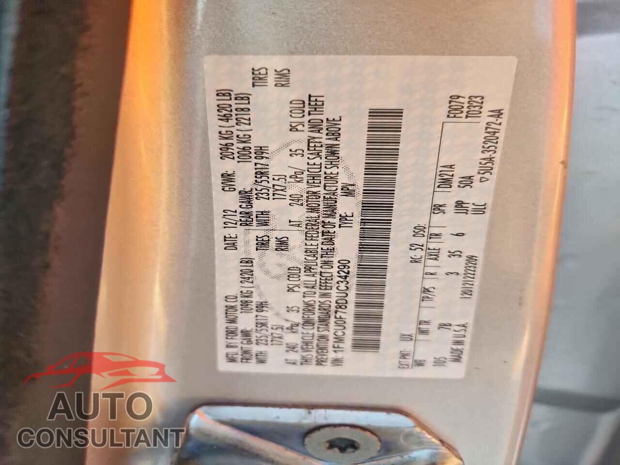 FORD ESCAPE 2013 - 1FMCU0F78DUC34290