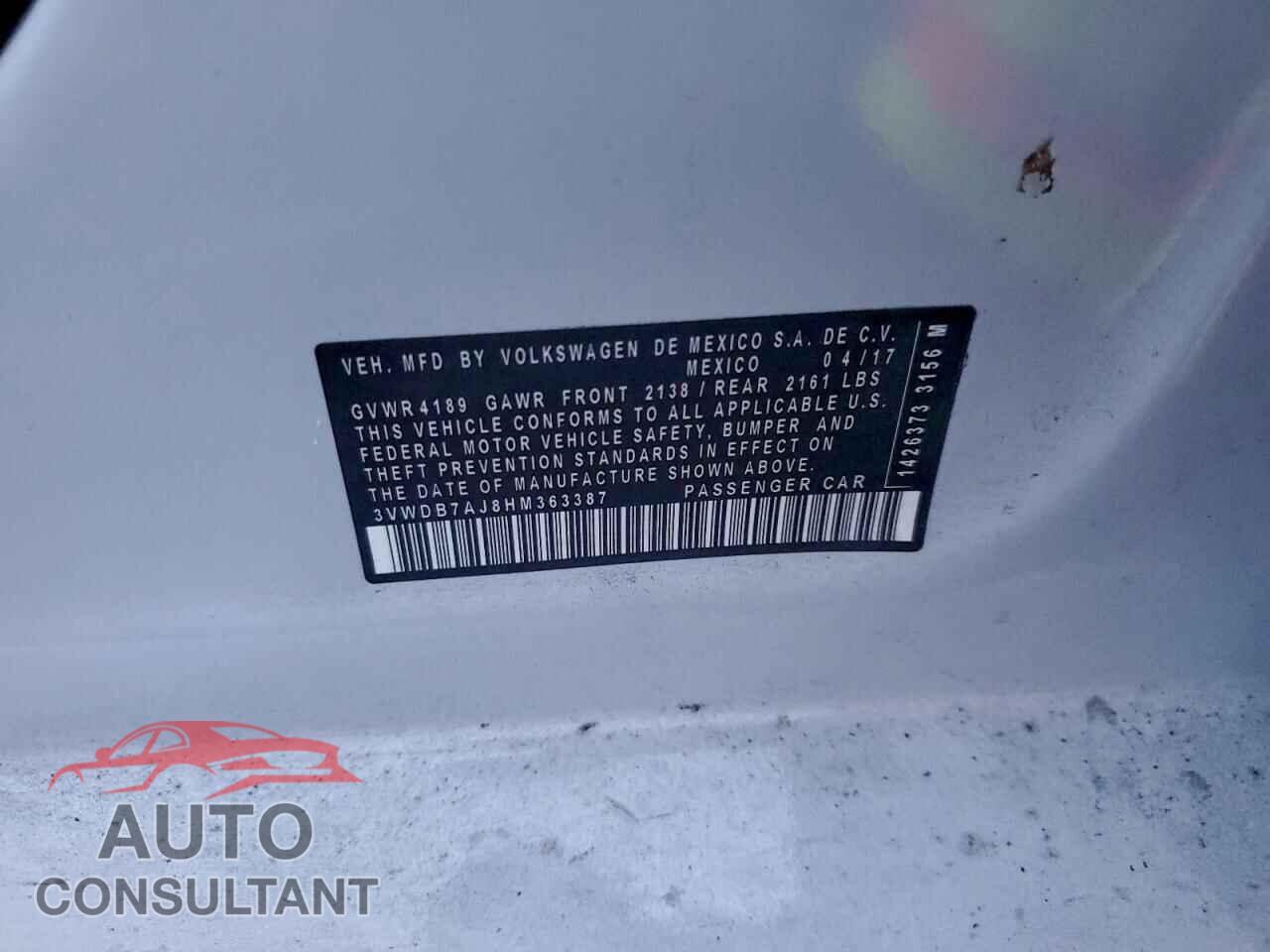VOLKSWAGEN JETTA 2017 - 3VWDB7AJ8HM363387